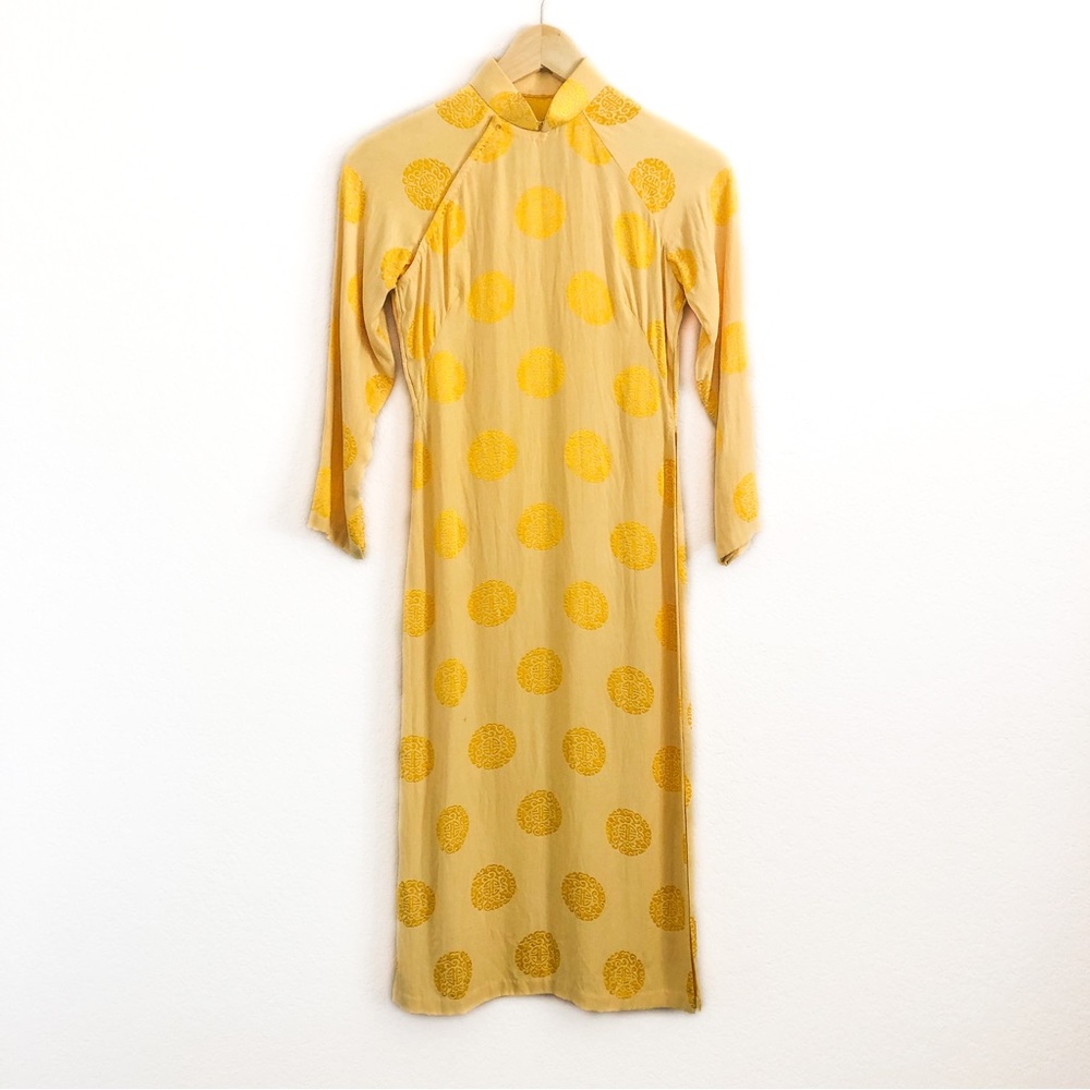 Vintage Yellow Cheongsam Dress